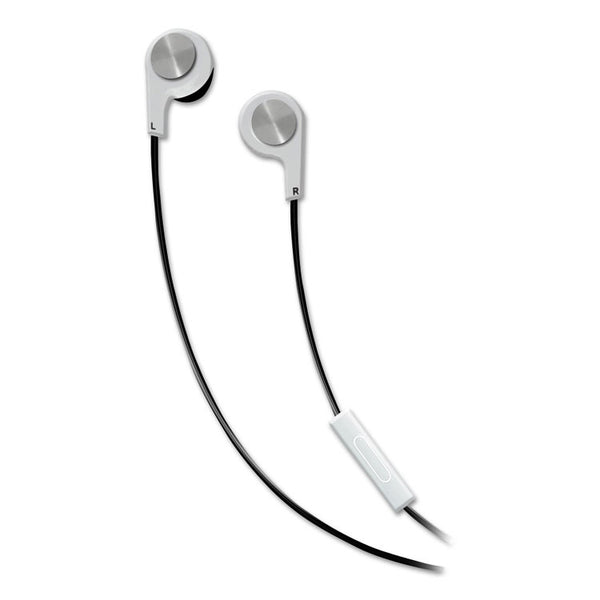 Maxell® B-13 Bass Earbuds with Microphone, 52" Cord, White (MAX199725) Each