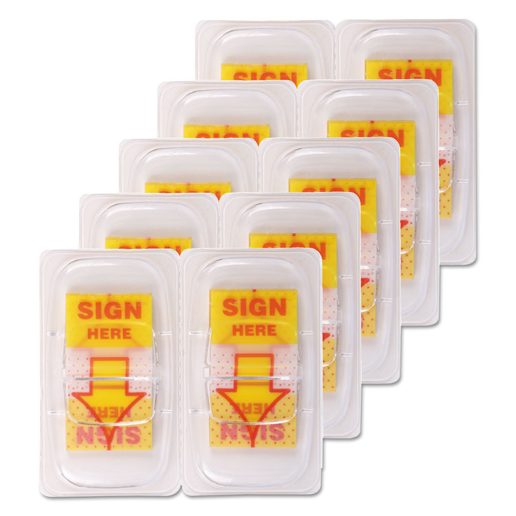 Universal® Deluxe Message Arrow Flags, "Sign Here", Yellow, 500/Pack (UNV99007)