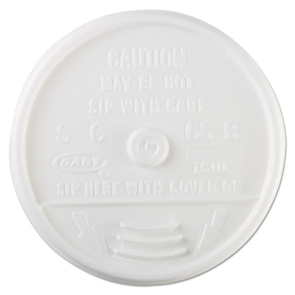 Dart® Plastic Lids, Fits 12 oz to 24 oz Hot/Cold Foam Cups, Sip-Thru Lid, White, 100/Pack, 10 Packs/Carton (DCC16UL)