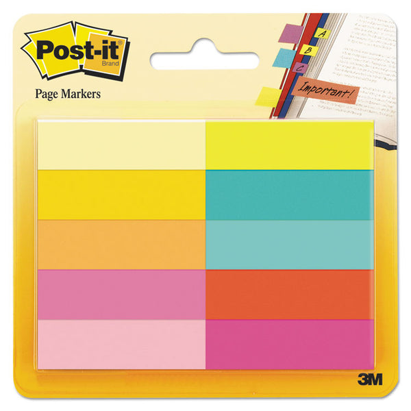 Post-it® Page Flag Markers, Assorted Bright Colors, 50 Sheets/Pad, 10 Pads/Pack (MMM67010AB) Pack of 500