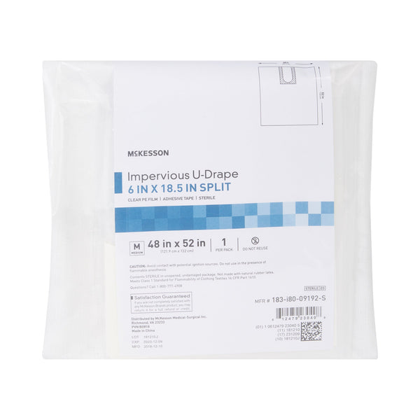 McKesson Orthopedic Drape Impervious U-Drape 52 W X 48 L Inch Sterile (1101291_PK) 1/PK
