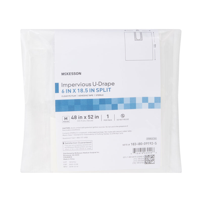 McKesson Orthopedic Drape Impervious U-Drape 52 W X 48 L Inch Sterile (1101291_PK) 1/PK