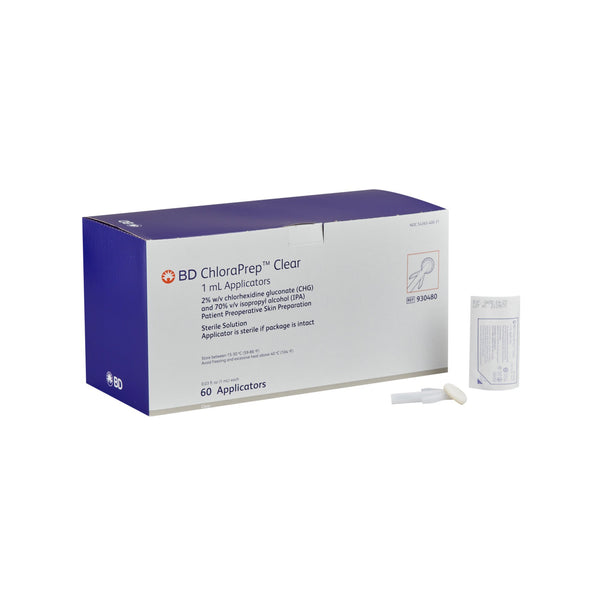 ChloraPrep™ Clear Skin Prep Solution 1 mL Foam Applicator 2% / 70% Strength CHG (Chlorhexidine Gluconate) / Isopropyl Alcohol Sterile (1151673_CT) 60/CT