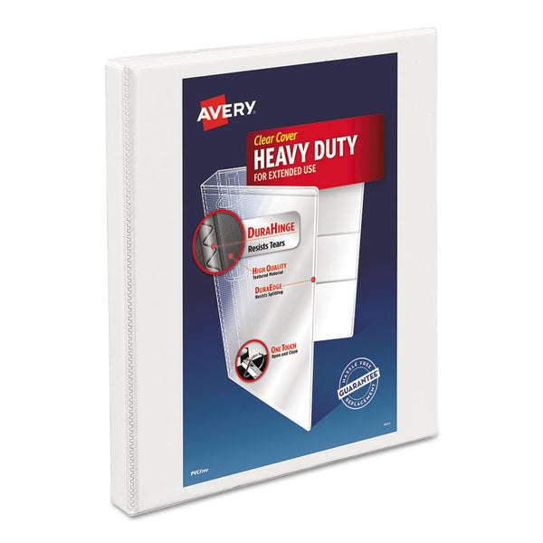 Avery® Heavy-Duty Non Stick View Binder with DuraHinge and Slant Rings, 3 Rings, 0.5" Capacity, 11 x 8.5, White, (5234) (AVE05234)