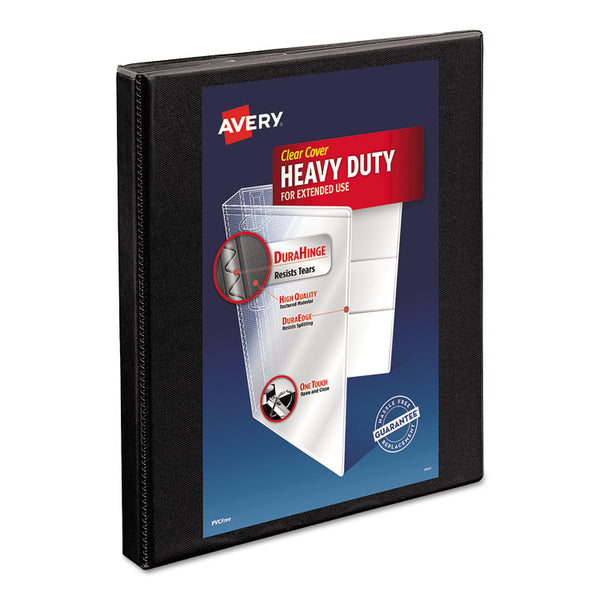 Avery® Heavy-Duty Non Stick View Binder with DuraHinge and Slant Rings, 3 Rings, 0.5" Capacity, 11 x 8.5, Black, (5233) (AVE05233)