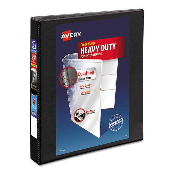 Avery® Heavy-Duty Non Stick View Binder with DuraHinge and Slant Rings, 3 Rings, 1" Capacity, 11 x 8.5, Black, (5300) (AVE05300)