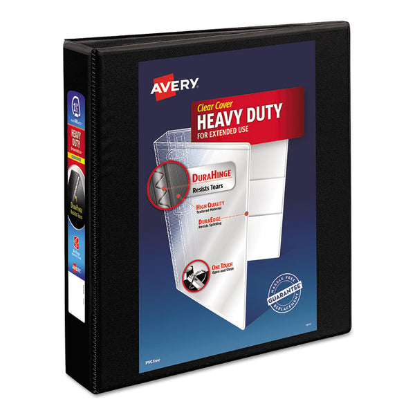 Avery® Heavy-Duty Non Stick View Binder with DuraHinge and Slant Rings, 3 Rings, 1.5" Capacity, 11 x 8.5, Black, (5400) (AVE05400)