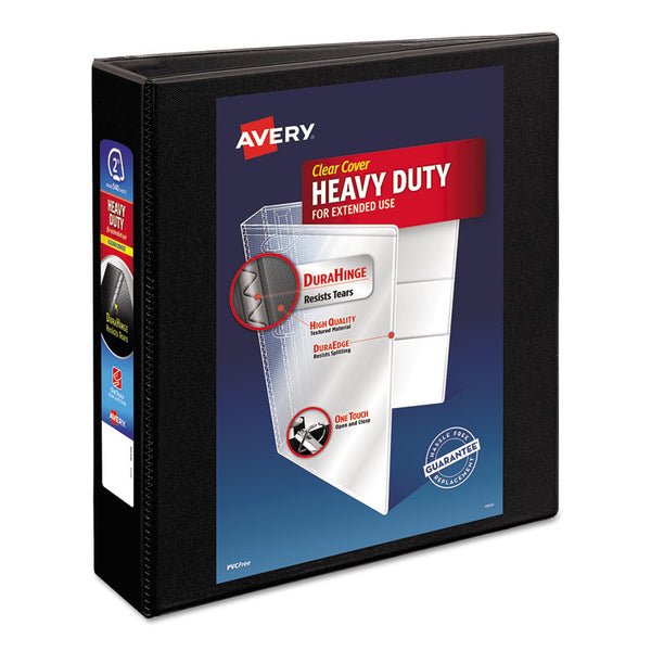 Avery® Heavy-Duty Non Stick View Binder with DuraHinge and Slant Rings, 3 Rings, 2" Capacity, 11 x 8.5, Black, (5500) (AVE05500)