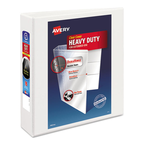 Avery® Heavy-Duty Non Stick View Binder with DuraHinge and Slant Rings, 3 Rings, 2" Capacity, 11 x 8.5, White, (5504) (AVE05504)