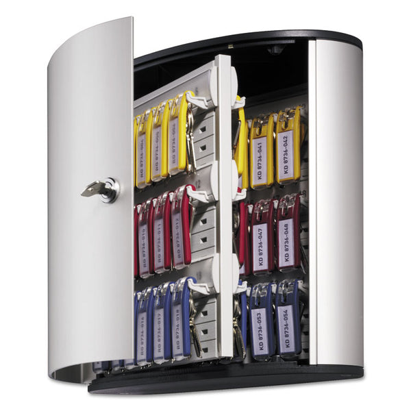 Durable® Locking Key Cabinet, 54-Key, Brushed Aluminum, Silver, 11.75 x 4.63 x 11 (DBL195323) Each