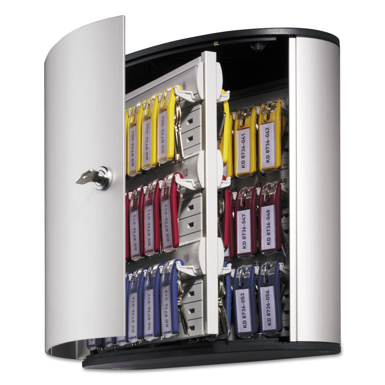 Durable® Locking Key Cabinet, 54-Key, Brushed Aluminum, Silver, 11.75 x 4.63 x 11 (DBL195323) Each