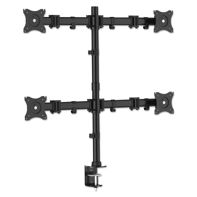 Kantek Articulating Quad Monitor Arms, For 13" to 27" Monitors, 360 deg Rotation, 45 deg Tilt, 180 deg Pan, Black, Supports 18 lb (KTKMA240) Each