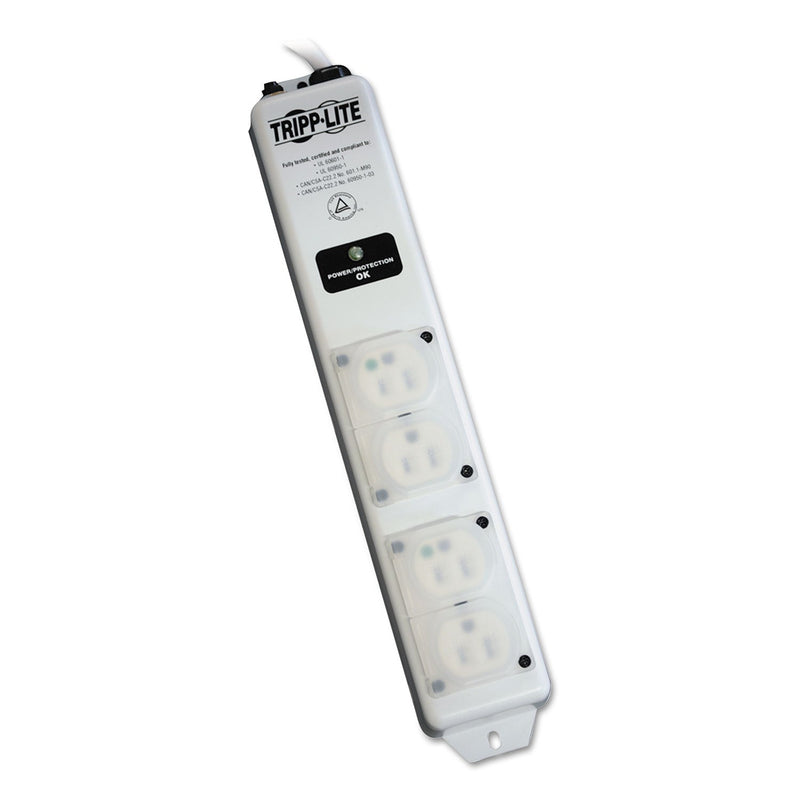 Tripp Lite Medical-Grade Power Strip with Surge Protection, 4 AC Outlets, 6 ft Cord, 1,410 J, White (TRPSPS406HGULTR)