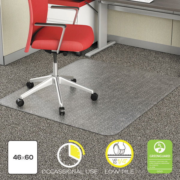 Alera® Occasional Use Studded Chair Mat for Flat Pile Carpet, 46 x 60, Rectangular, Clear (ALEMAT4660CFPR)