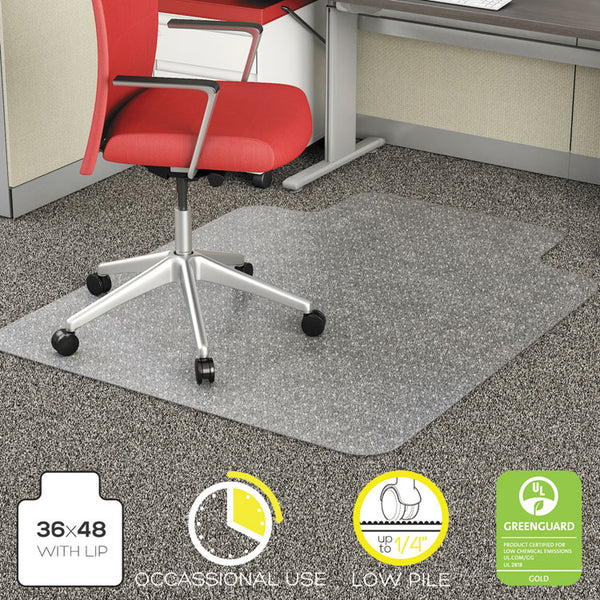 deflecto® EconoMat Occasional Use Chair Mat, Low Pile Carpet, Roll, 36 x 48, Lipped, Clear (DEFCM11112COM)