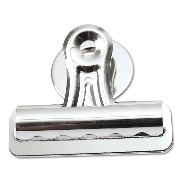 Universal® Bulldog Magnetic Clips, Medium, Nickel, 12/Pack (UNV31261)