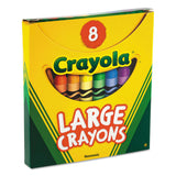 Crayola® Large Crayons, Tuck Box, 8 Colors/Box (CYO520080)