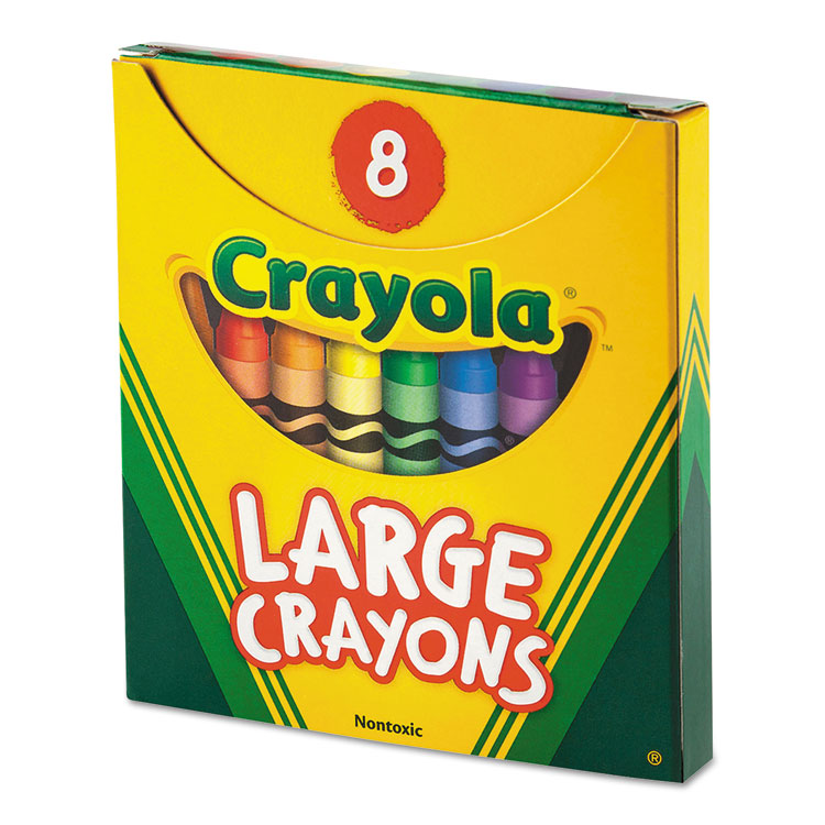 Crayola® Large Crayons, Tuck Box, 8 Colors/Box (CYO520080)