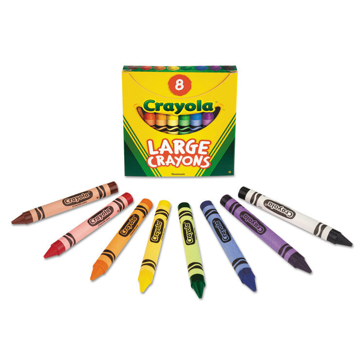 Crayola® Large Crayons, Tuck Box, 8 Colors/Box (CYO520080)