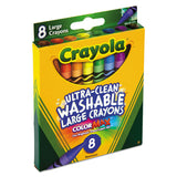 Crayola® Ultra-Clean Washable Crayons, Large, 8 Colors/Box (CYO523280) Box of 8