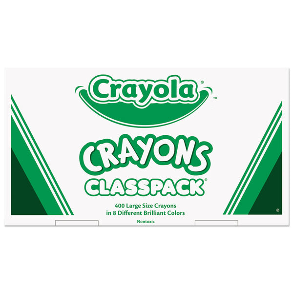 Crayola® Classpack Large Size Crayons, 50 Each of 8 Colors, 400/Box (CYO528038)