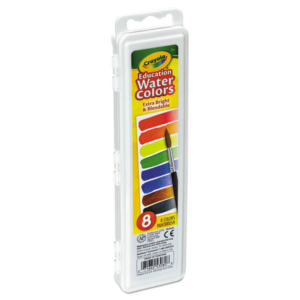 Crayola® Watercolors, 8 Assorted Colors, Palette Tray (CYO530080) Each