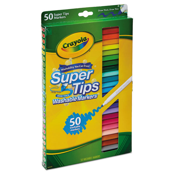 Crayola® Washable Super Tips Markers, Fine/Broad Bullet Tips, Assorted Colors, 50/Set (CYO585050) Set of 50