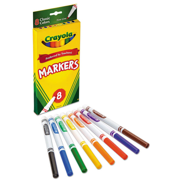 Crayola® Non-Washable Marker, Fine Bullet Tip, Assorted Classic Colors, 8/Pack (CYO587709) Set of 8