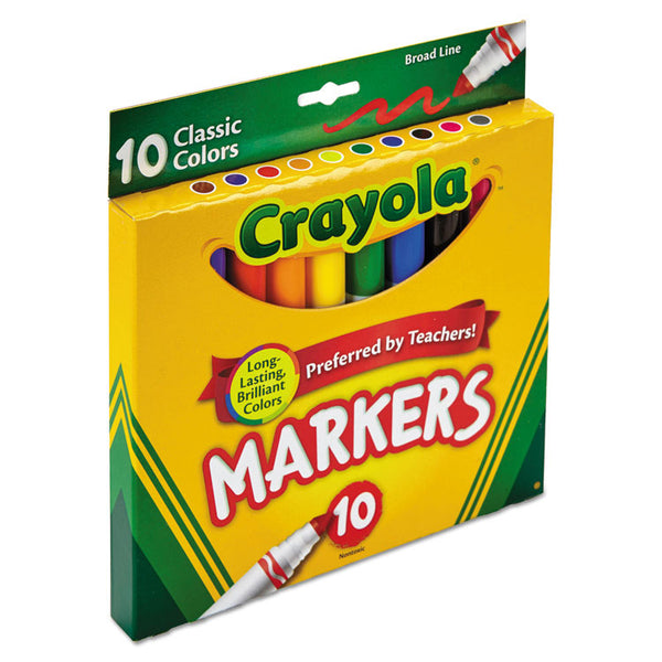 Crayola® Non-Washable Marker, Broad Bullet Tip, Assorted Classic Colors, 10/Pack (CYO587722) Set of 10