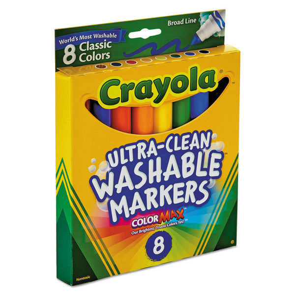 Crayola® Ultra-Clean Washable Markers, Broad Bullet Tip, Assorted Colors, 8/Pack (CYO587808) Set of 8