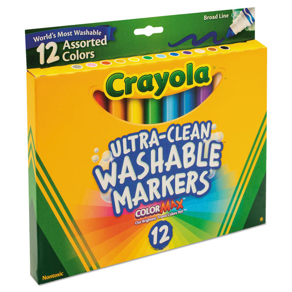 Crayola® Ultra-Clean Washable Markers, Broad Bullet Tip, Assorted Colors, Dozen (CYO587812) Pack of 12