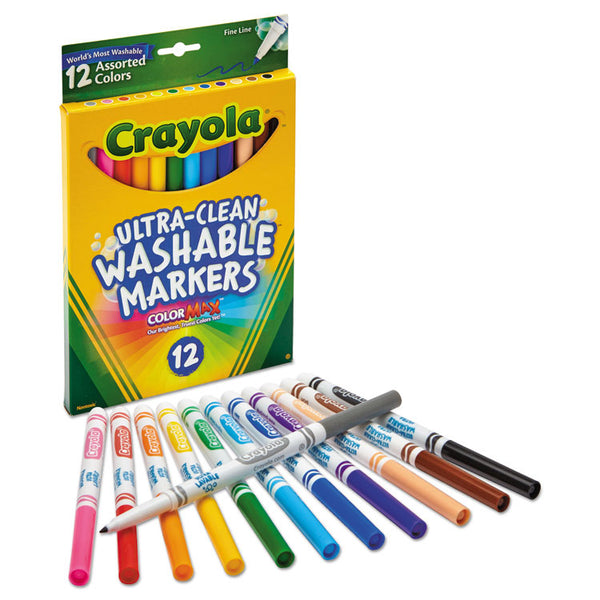 Crayola® Ultra-Clean Washable Markers, Fine Bullet Tip, Assorted Colors, Dozen (CYO587813) Pack of 12