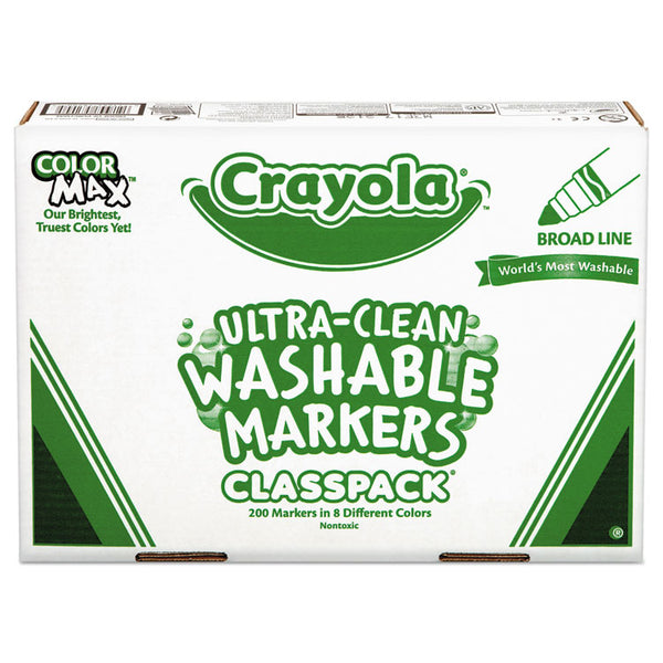 Crayola® Ultra-Clean Washable Marker Classpack, Broad Bullet Tip, 8 Assorted Colors, 200/Box (CYO588200) Each