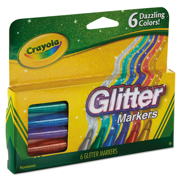 Crayola® Glitter Markers, Medium Bullet Tip, Assorted Colors, 6/Set (CYO588629) Set of 6