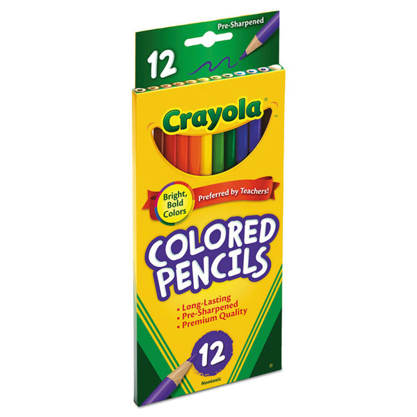 Crayola® Long-Length Colored Pencil Set, 3.3 mm, 2B, Assorted Lead and Barrel Colors, Dozen (CYO684012) Pack of 12