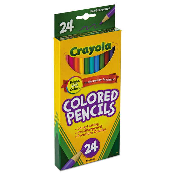 Crayola® Long-Length Colored Pencil Set, 3.3 mm, 2B, Assorted Lead and Barrel Colors, 24/Pack (CYO684024) Pack of 24