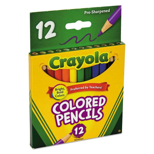 Crayola® Short-Length Colored Pencil Set, 3.3 mm, 2B, Assorted Lead and Barrel Colors, Dozen (CYO684112) Pack of 12