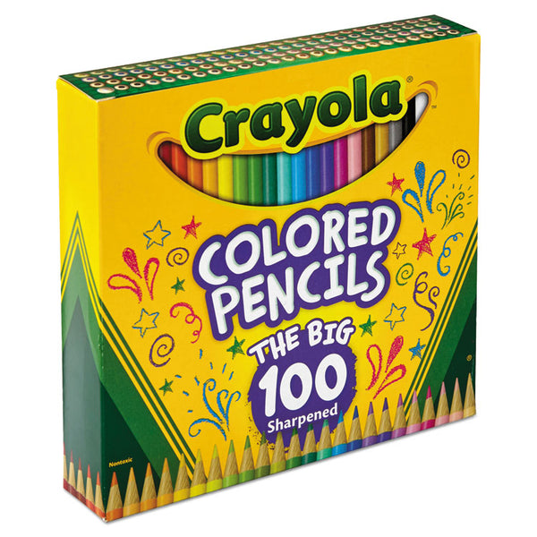 Crayola® Long-Length Colored Pencil Set, 3.3 mm, 2B, Assorted Lead and Barrel Colors, 100/Pack (CYO688100) Set of 100