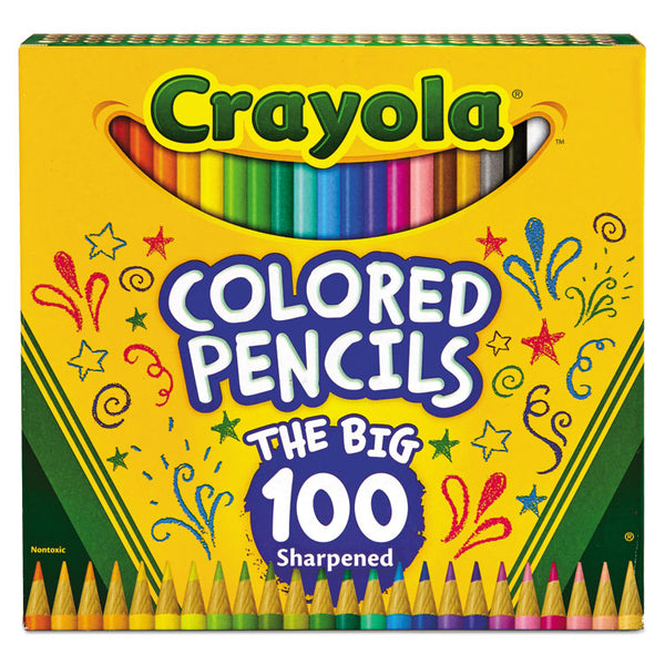 Crayola® Long-Length Colored Pencil Set, 3.3 mm, 2B, Assorted Lead and Barrel Colors, 100/Pack (CYO688100) Set of 100