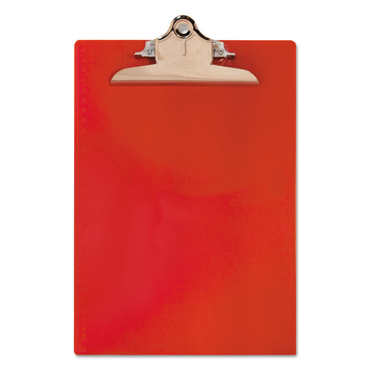 Saunders Recycled Plastic Clipboard with Ruler Edge, 1" Clip Capacity, Holds 8.5 x 11 Sheets, Red (SAU21601) Each