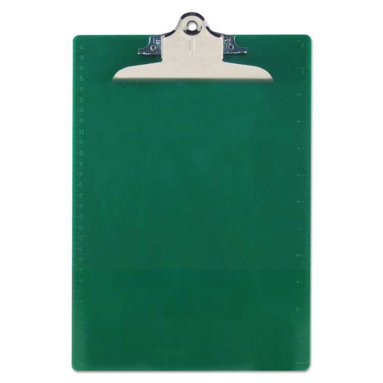 Saunders Recycled Plastic Clipboard with Ruler Edge, 1" Clip Capacity, Holds 8.5 x 11 Sheets, Green (SAU21604) Each