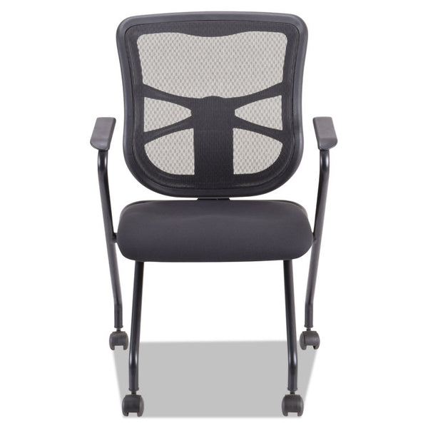 Alera® Alera Elusion Mesh Nesting Chairs with Padded Arms, Supports Up to 275 lb, 18.11" Seat Height, Black, 2/Carton (ALEEL4914)
