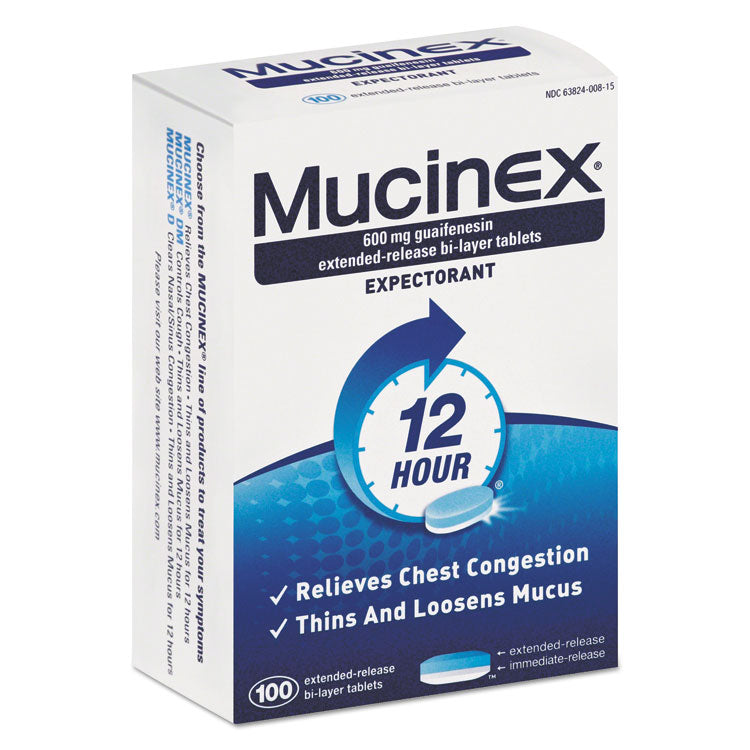 Mucinex® Expectorant Regular Strength, 100 Tablets/Box, 12 Boxes/Carton (RAC00815)