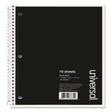 Universal® Wirebound Notebook, 1-Subject, Quadrille Rule (4 sq/in), Black Cover, (70) 10.5 x 8 Sheets (UNV66630)