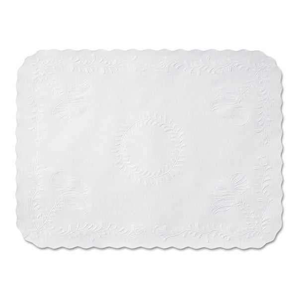 Hoffmaster® Anniversary Embossed Scalloped Edge Tray Mat, 14 x 19, White, 1,000/Carton (HFMTC8704472)