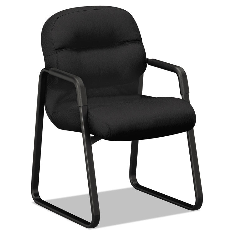 HON® Pillow-Soft 2090 Series Guest Arm Chair, Fabric Upholstery, 23.25" x 28" x 36", Black Seat, Black Back, Black Base (HON2093CU10T)