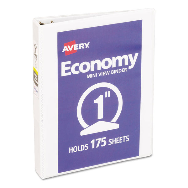 Avery® Economy View Binder with Round Rings , 3 Rings, 1" Capacity, 8.5 x 5.5, White, (5806) (AVE05806)