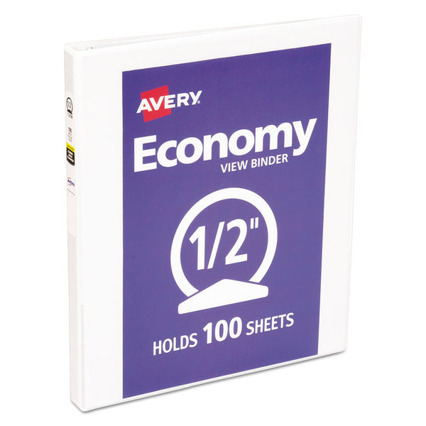 Avery® Economy View Binder with Round Rings , 3 Rings, 0.5" Capacity, 11 x 8.5, White, (5706) (AVE05706)