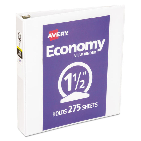 Avery® Economy View Binder with Round Rings , 3 Rings, 1.5" Capacity, 11 x 8.5, White, (5726) (AVE05726)