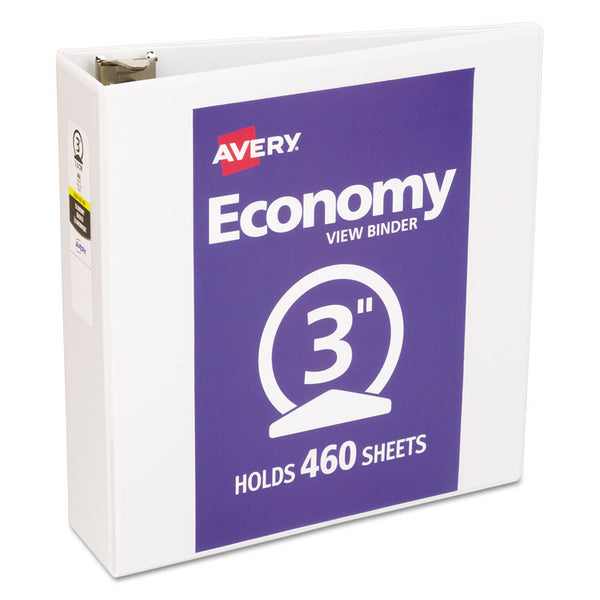 Avery® Economy View Binder with Round Rings , 3 Rings, 3" Capacity, 11 x 8.5, White, (5741) (AVE05741)